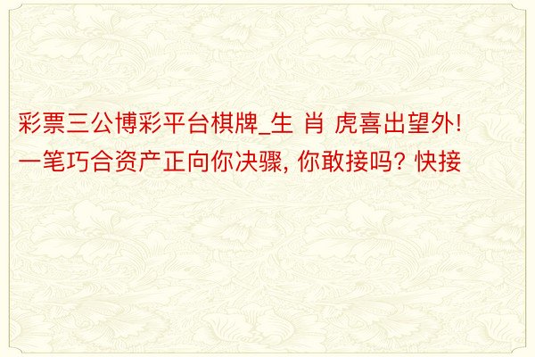 彩票三公博彩平台棋牌_生 肖 虎喜出望外! 一笔巧合资产正向你决骤, 你敢接吗? 快接