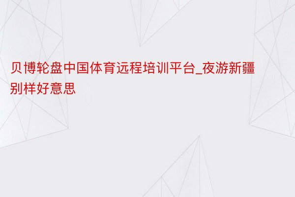 贝博轮盘中国体育远程培训平台_夜游新疆别样好意思