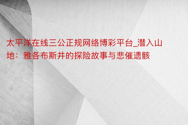 太平洋在线三公正规网络博彩平台_潜入山地：雅各布斯井的探险故事与悲催遗骸