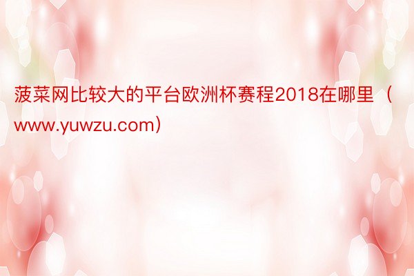 菠菜网比较大的平台欧洲杯赛程2018在哪里（www.yuwzu.com）